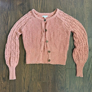 Lauren Conrad Knit Cozy Cardigan Peach Buttoned Womens Size XS
